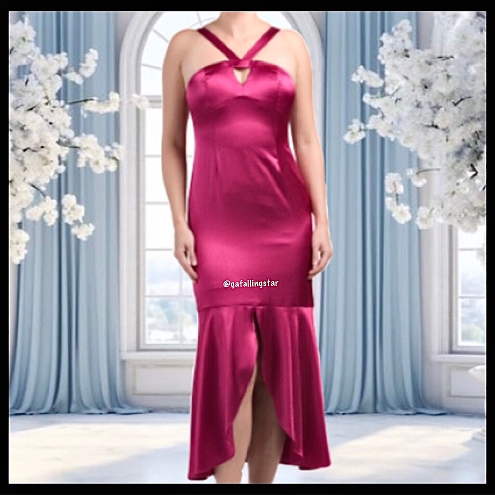 Aidan Mattox Halter Liquid Satin Dress